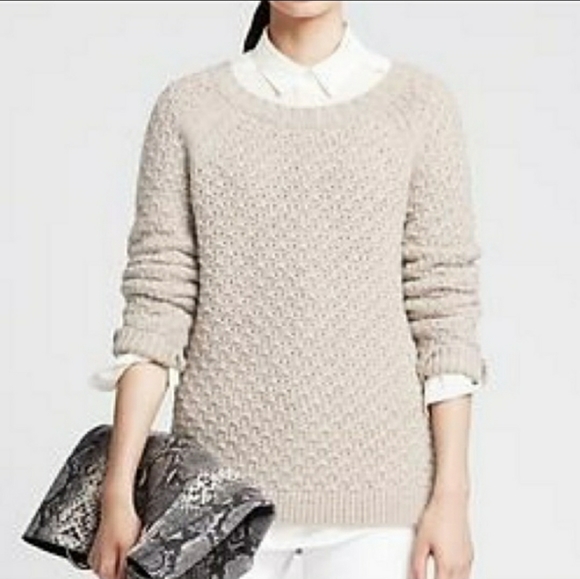 Chunky Knit Merino Alpaca Wool Blend Fisherman Style Sweater by Banana Republic - Picture 7 of 9